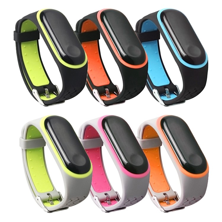 Substituição Alça Universal Silicone De Pulso Para Xiaomi Mi Banda Inteligente 4/3 - Preto / Verde-amarelo-4