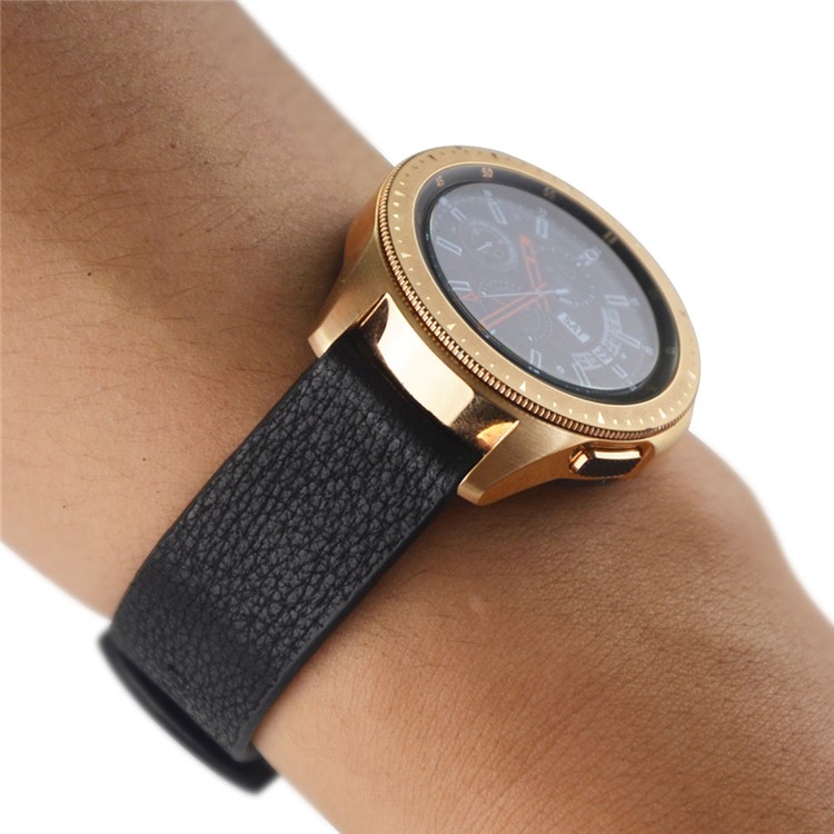 20mm Genuine Leather Watch Band Strap for Samsung Galaxy Watch 42mm - Black-10