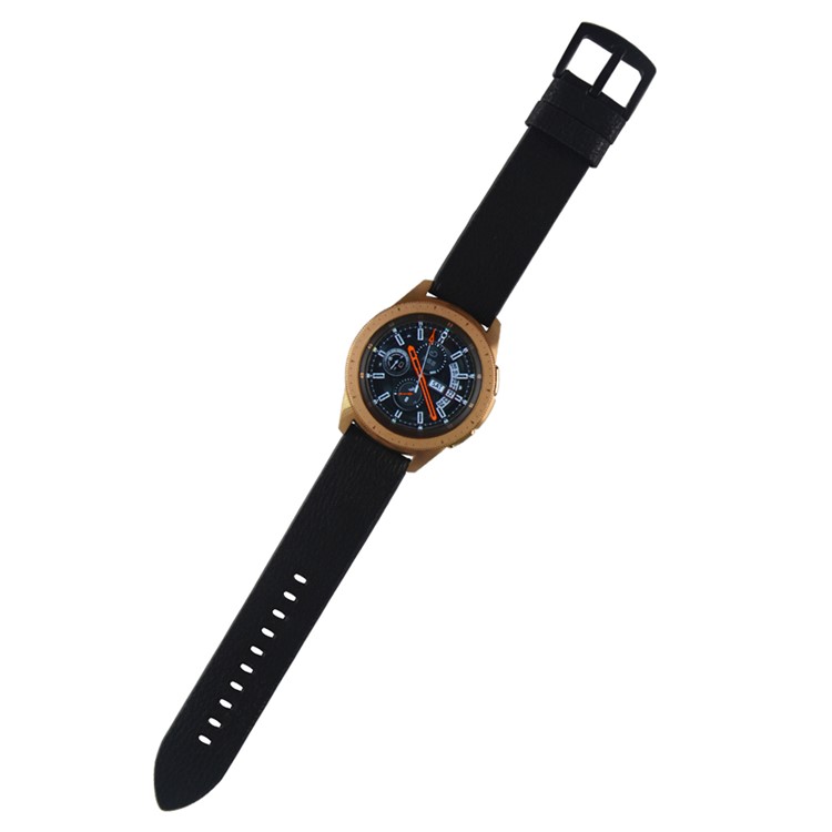 20mm Genuine Leather Watch Band Strap for Samsung Galaxy Watch 42mm - Black-2