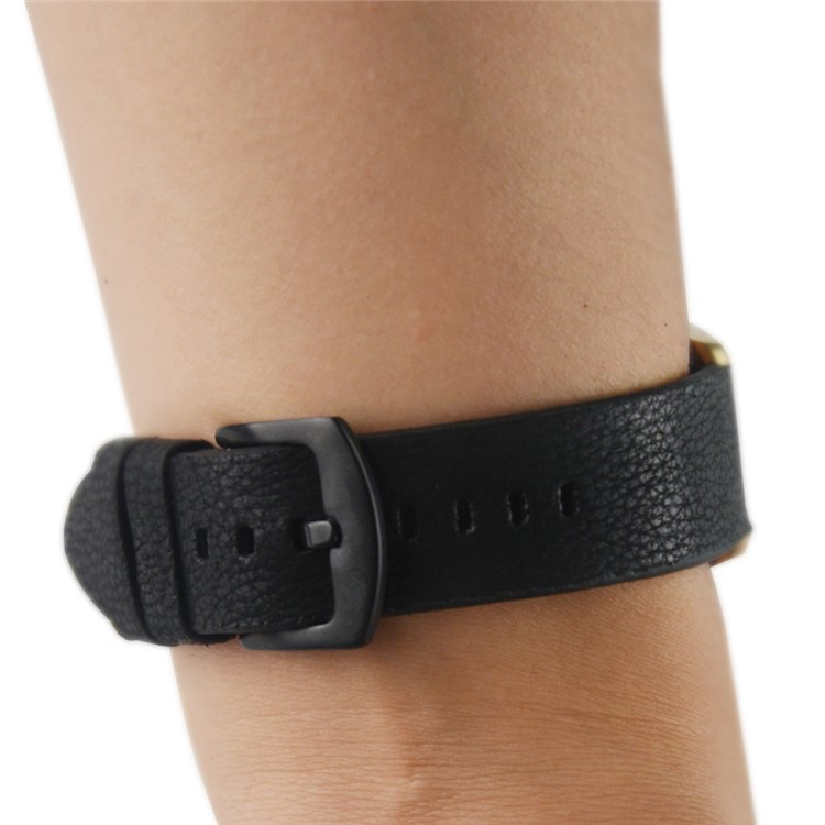 20mm Genuine Leather Watch Band Strap for Samsung Galaxy Watch 42mm - Black-4