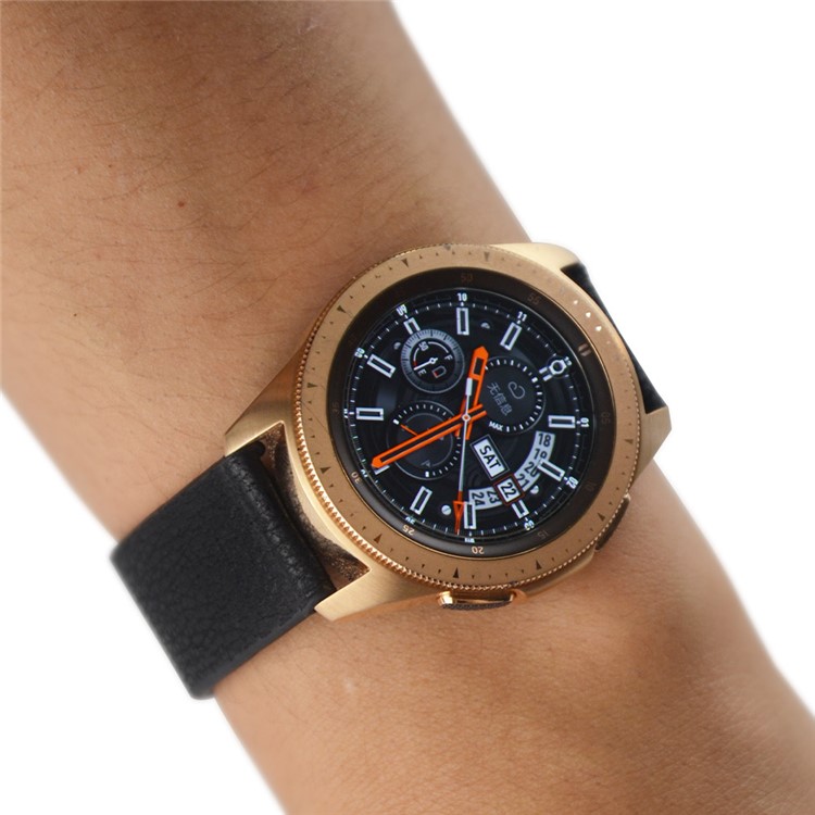 20mm Genuine Leather Watch Band Strap for Samsung Galaxy Watch 42mm - Black-9