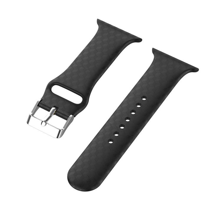 3D Diamond Texture Silicone Watch Strap for Apple Watch Series 5 4 44mm / Series 3 2 1 42mm - Black-4