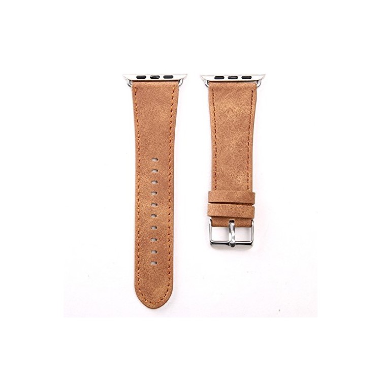 Crazy Texture Genuine Leather Smart Watch Band for Apple Watch Series 5/4 40mm / Series 3/2/1 38mm - Light Brown-1