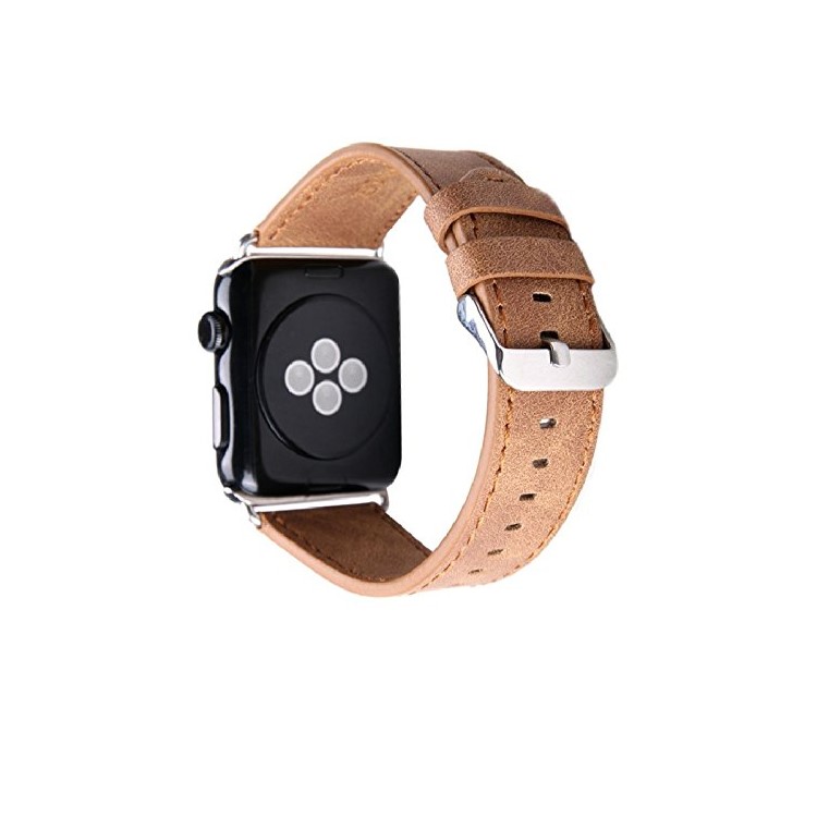 Crazy Texture Genuine Leather Smart Watch Band for Apple Watch Series 5/4 40mm / Series 3/2/1 38mm - Light Brown-3