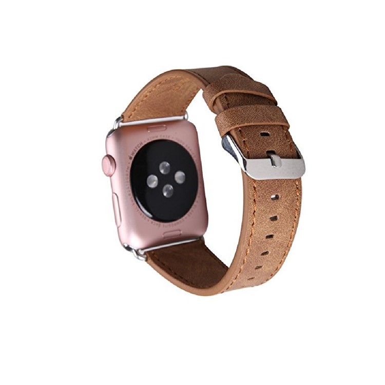 Crazy Texture Genuine Leather Smart Watch Band for Apple Watch Series 5/4 40mm / Series 3/2/1 38mm - Light Brown-4