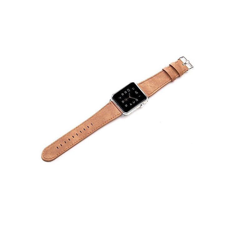 Crazy Texture Genuine Leather Smart Watch Band for Apple Watch Series 5/4 40mm / Series 3/2/1 38mm - Light Brown-5