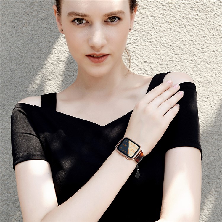 Resin Adjustable Bracelet Strap for Apple Watch Series 5/4 40mm / Series 3/2/1 38mm - Black/Red-6