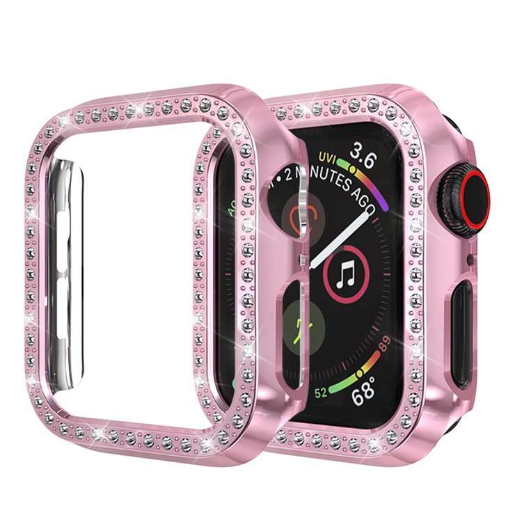 Single Row Rhinestone Decor PC Watch Cover for Apple Watch Series 3/2/1 38mm - Rose-1