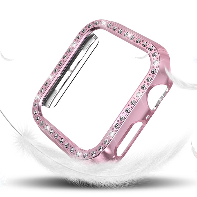 Single Row Rhinestone Decor PC Watch Cover for Apple Watch Series 3/2/1 38mm - Rose-2