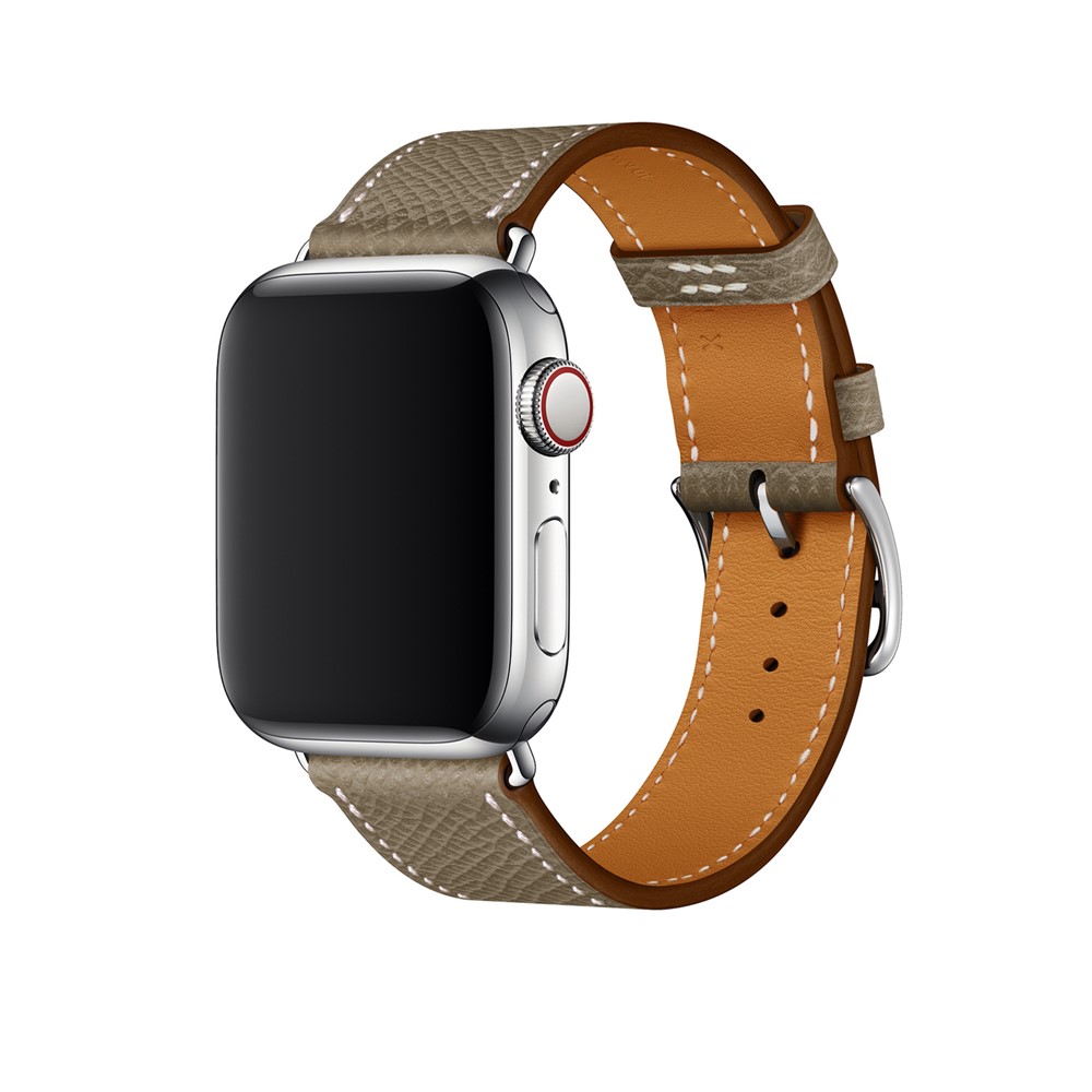 Cross Texture Genuine Leather Smart Watch Wristband Replacement Strap for Apple Watch Series 5/4 40mm / Series 3/2/1 38mm - Grey-2