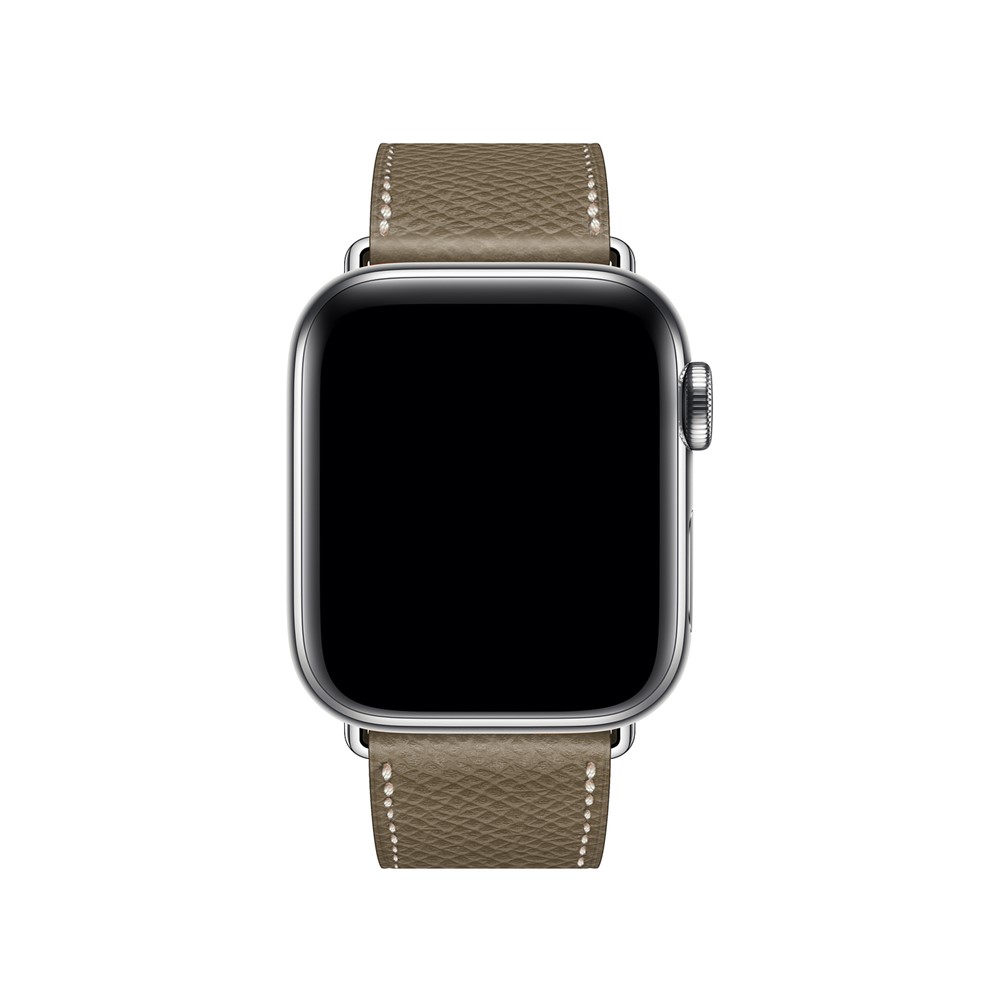 Cross Texture Genuine Leather Smart Watch Wristband Replacement Strap for Apple Watch Series 5/4 40mm / Series 3/2/1 38mm - Grey-3