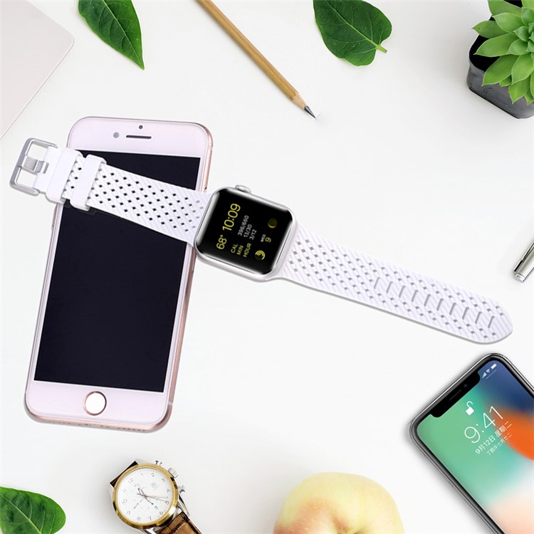 Silicone Smart Watch Replacement Strap for Apple Watch Series 5/4 40mm / Series 3/2/1 38mm - White-3