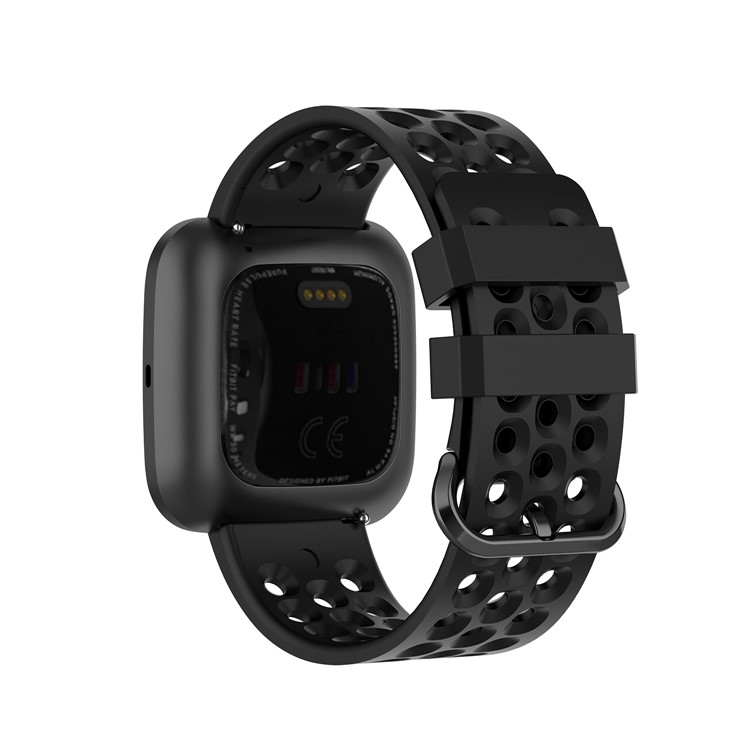 Silicone Smart Watch Replacement Band for Fitbit Versa 2/Versa/Versa Lite - Black-3