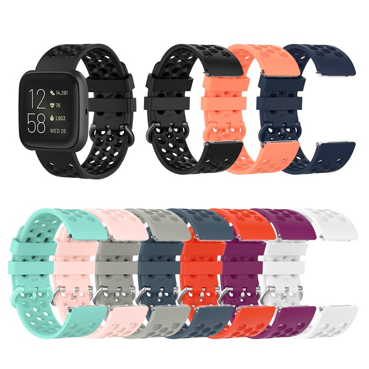 Silicone Smart Watch Replacement Band for Fitbit Versa 2/Versa/Versa Lite - Black-8