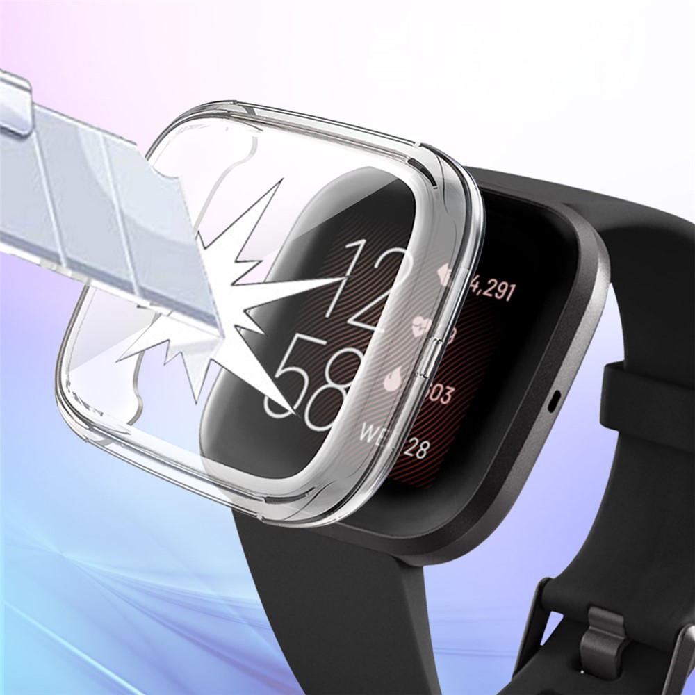 Allseitiger Schutz Galvanisieren TPU Uhroberteil Für Fitbit Versa 2 - Transparent-3