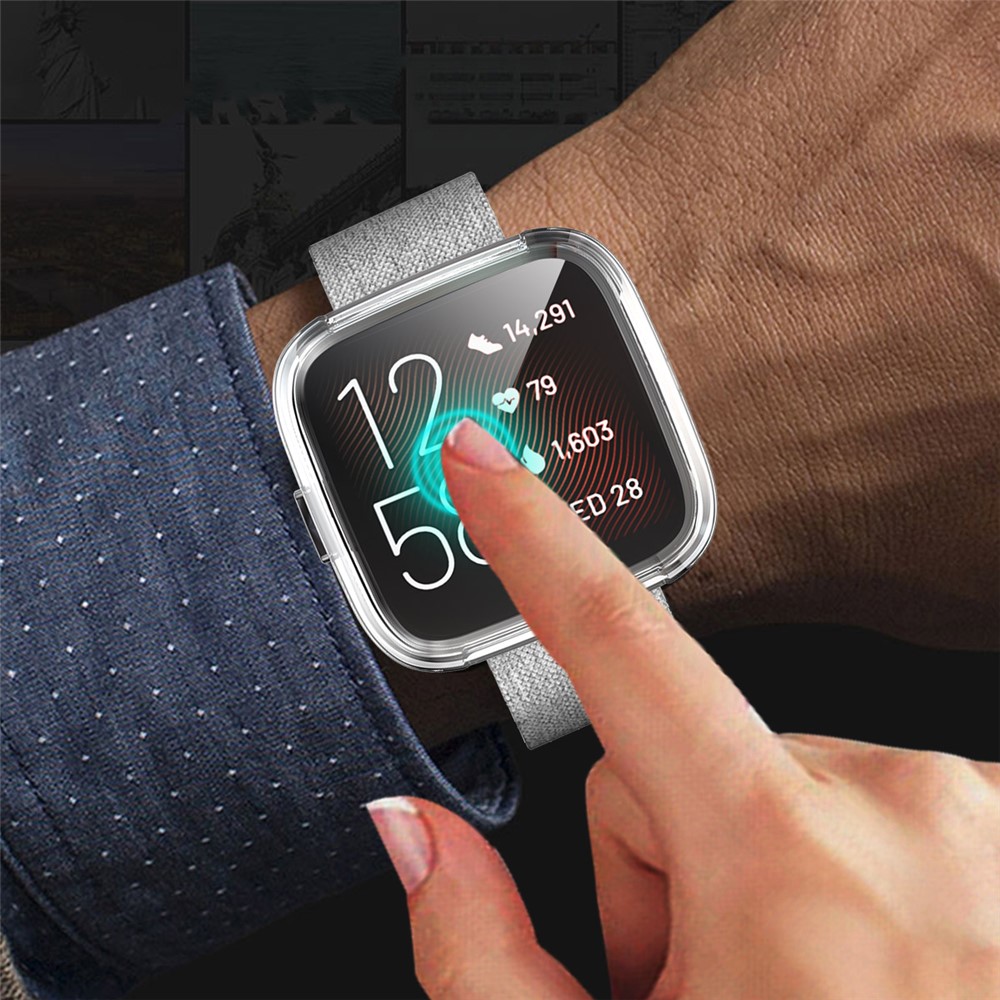 Allseitiger Schutz Galvanisieren TPU Uhroberteil Für Fitbit Versa 2 - Transparent-5