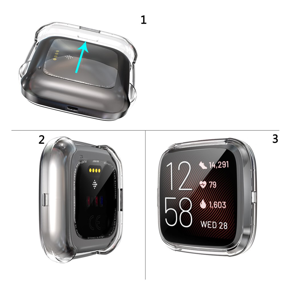 Allseitiger Schutz Galvanisieren TPU Uhroberteil Für Fitbit Versa 2 - Transparent-6