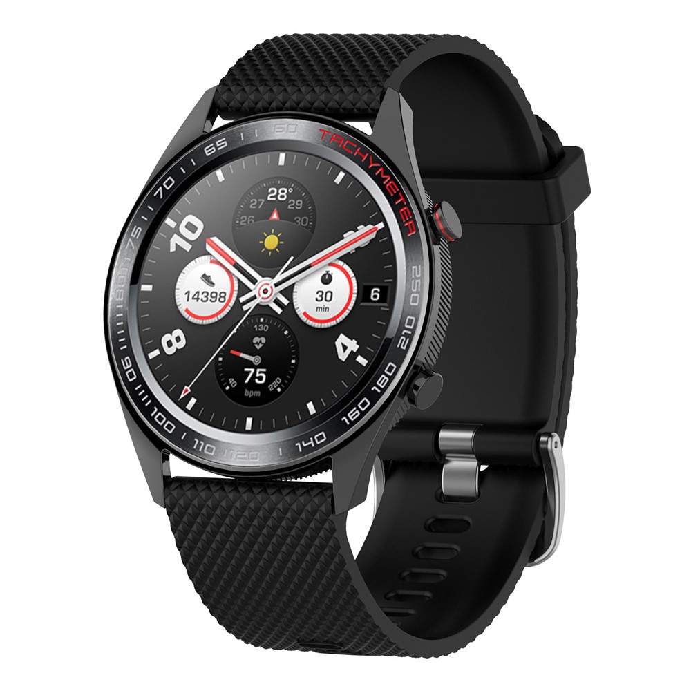 Rautenstruktur Silikon Intelligente Uhrenarmband Für Huawei Uhr GT / 46mm Uhr Samsung Galaxy Usw. - Schwarz-2