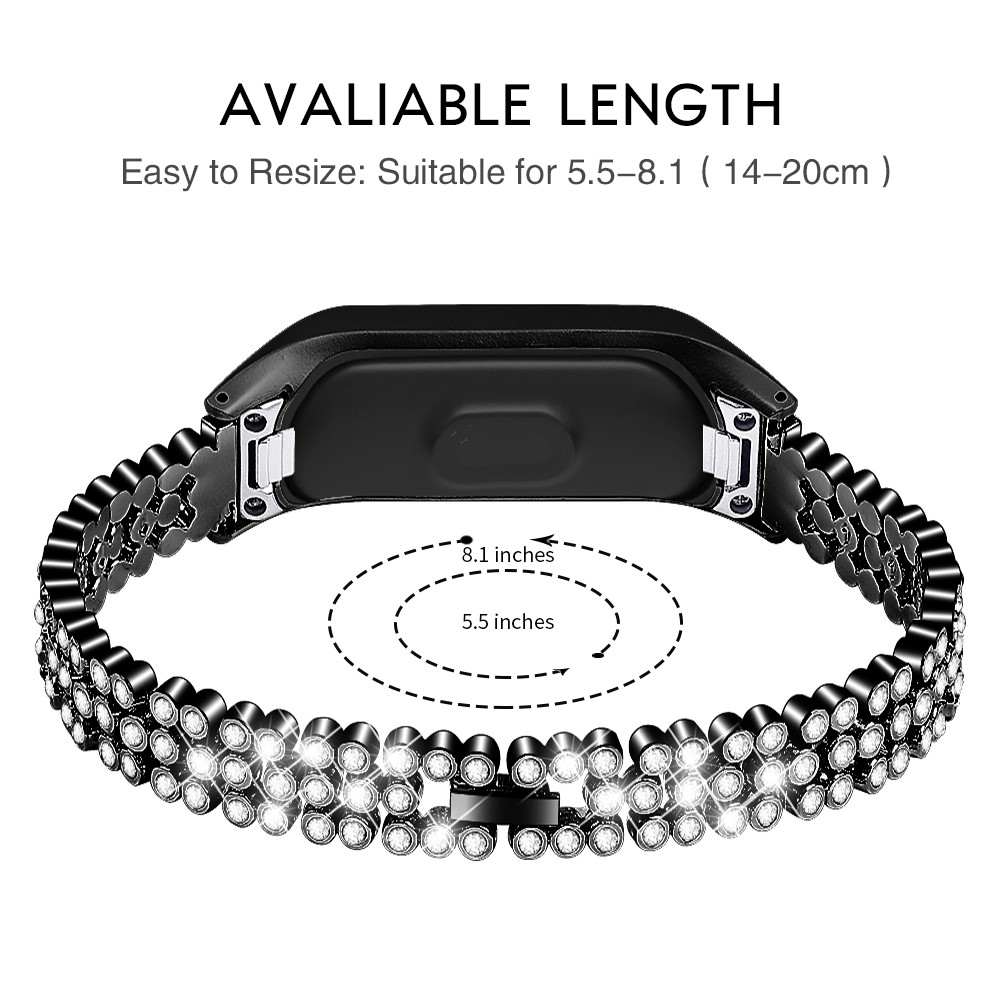 Rhinestone Decor Stainless Steel Watchband Watch Strap for Samsung Galaxy Fit-e/SM-R375 - Black-2