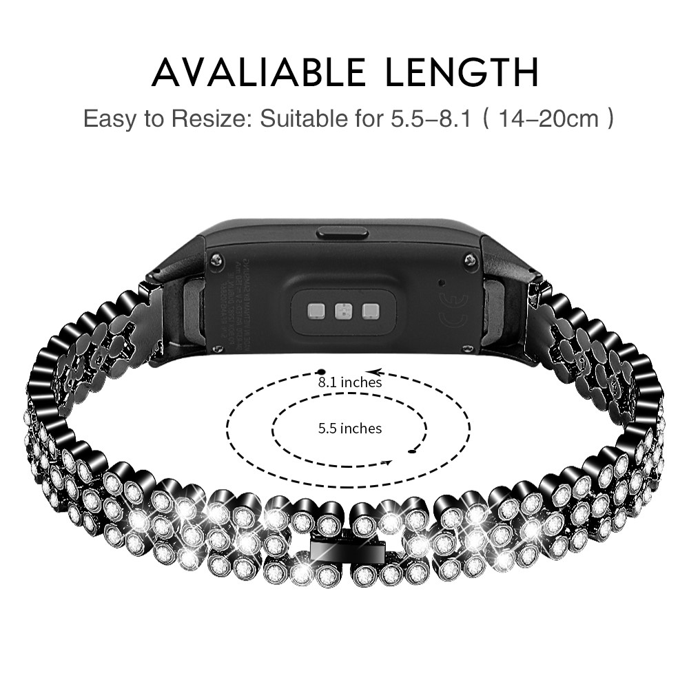 Rhinestone Decor Metal Watchband Replacement for Samsung Galaxy Fit SM-R370 - Black-2