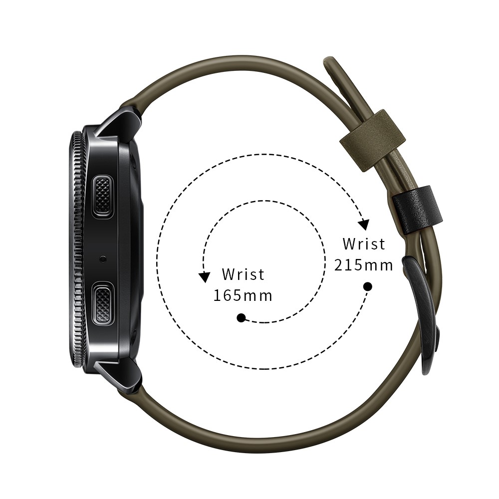 22MM 7 Förmigen Stichen Echtes Leder Uhrarmband Für Huawei Uhr Gt / Samsung Galaxy Uhr 46mm - Grün-4