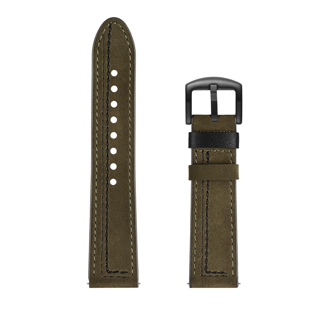 22MM 7 Förmigen Stichen Echtes Leder Uhrarmband Für Huawei Uhr Gt / Samsung Galaxy Uhr 46mm - Grün-7