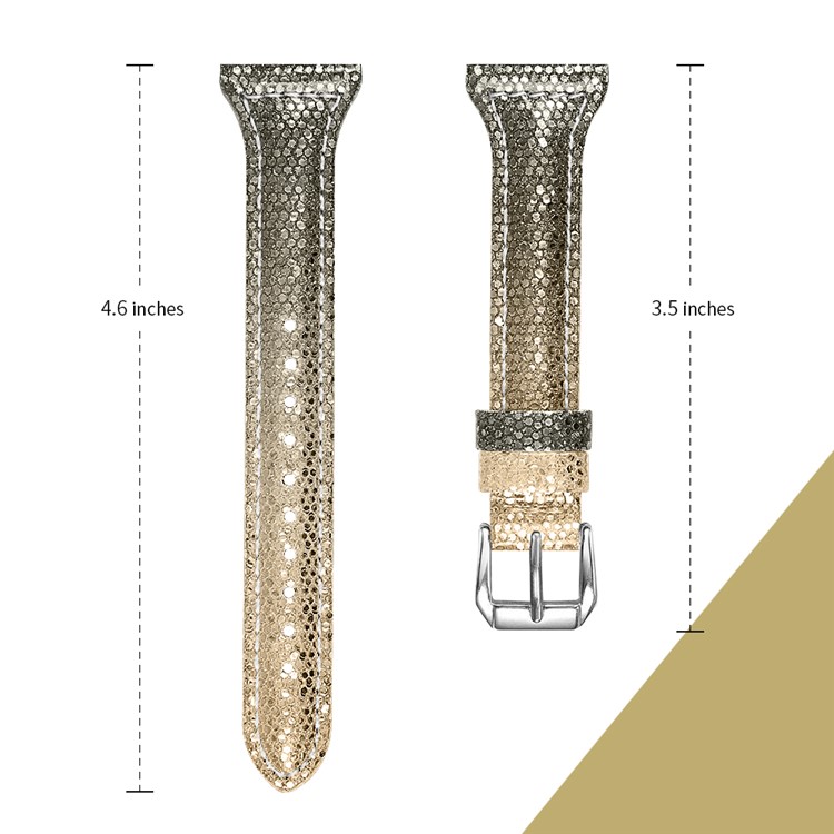 Brilhando Design De Couro Genuíno Relógio Inteligente De Substituição Alça Para Fitbit Versa / Versa Lite / Incêndio / Versa 2 - Ouro-2