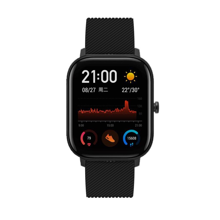 Sarja Textura Silicone Substituição Pulseira Pulseira Esportes Relógio Para Huami Amazfit GTS 20 Milímetros - Preto-4