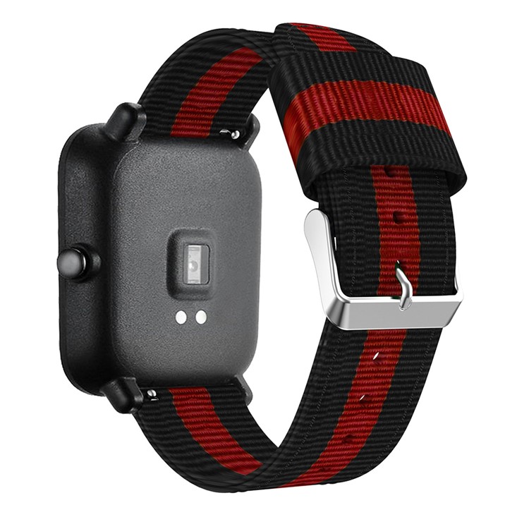 20MM Vertikale Nylongewebe Uhrenarmband Für Amazfit GTS - Schwarz Rot-3