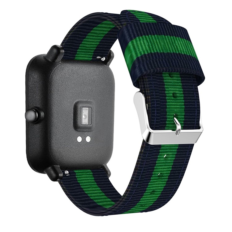 20MM Verticais Nylon Faixa De Relógio Lona Para GTS Amazfit - Azul Verde-3