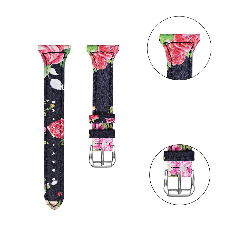 Flower Pattern Genuine Leather Wrist Band Replacement for Fitbit Versa Lite - Style A-1