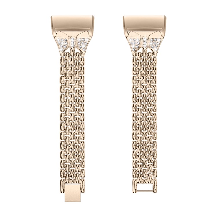 Rhinestone Decor Metal Watch Band for Fitbit Charge 3 - Champagne-1