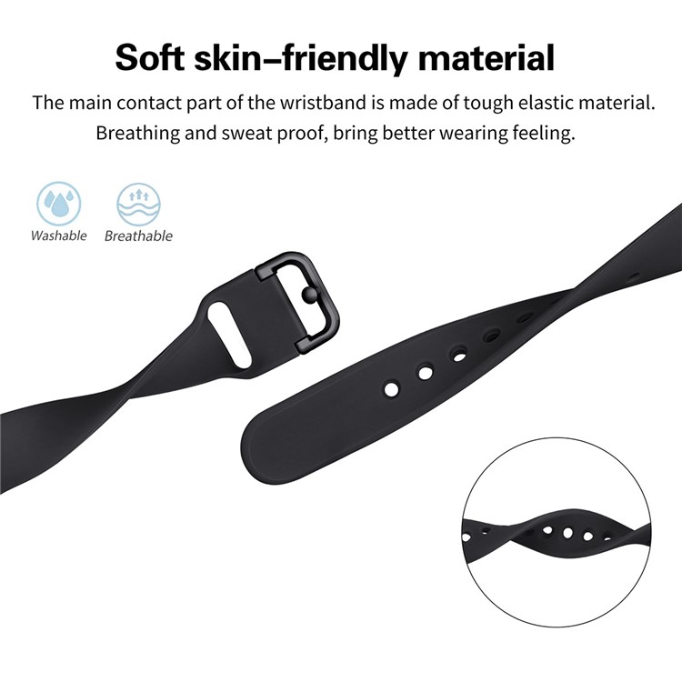 Solid Color Silicone Smart Watch Replacement Strap for Apple Watch Series 5/4 40mm / Series 3/2/1 38mm - Black-3