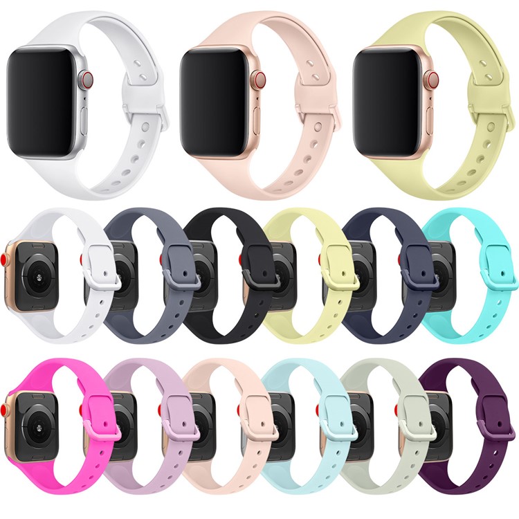 Solid Color Silicone Smart Watch Replacement Strap for Apple Watch Series 5/4 40mm / Series 3/2/1 38mm - Black-6