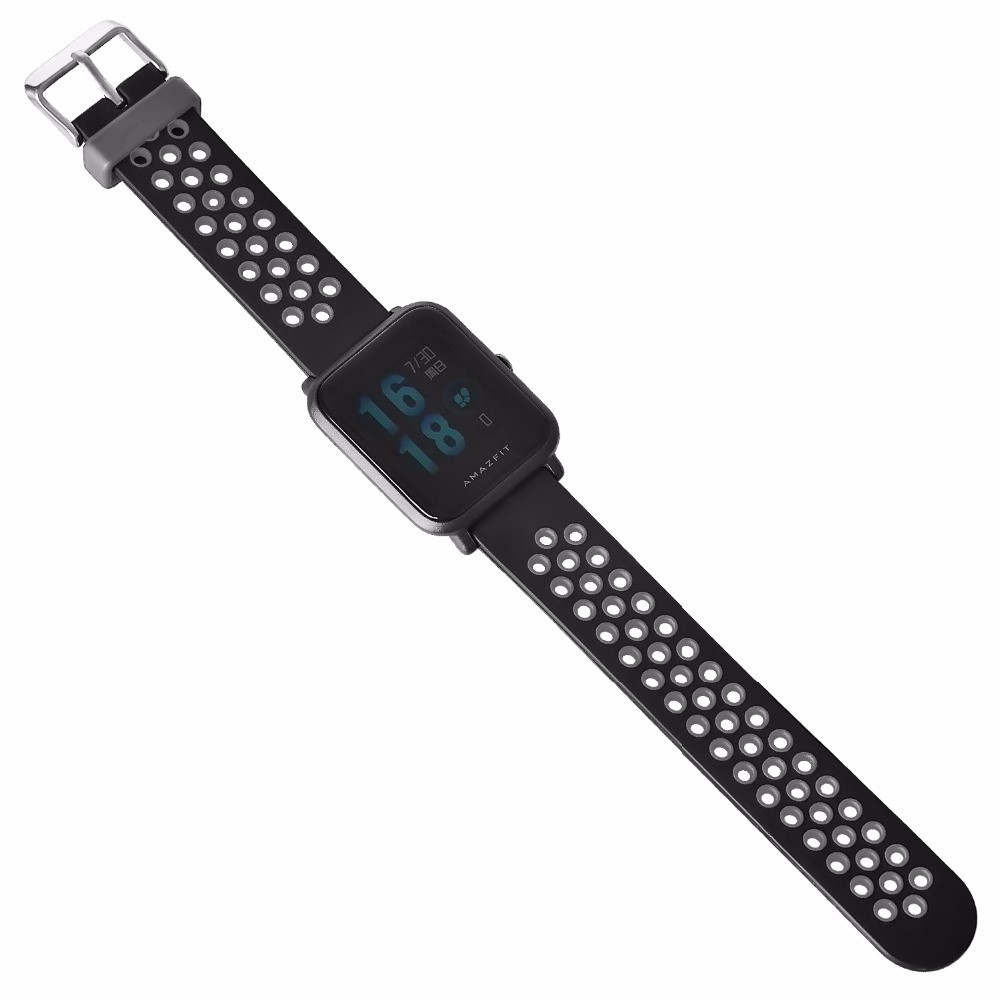 20mm Two-color Silicone Wrist Strap for Huami Amazfit GTS - Black / Grey-5