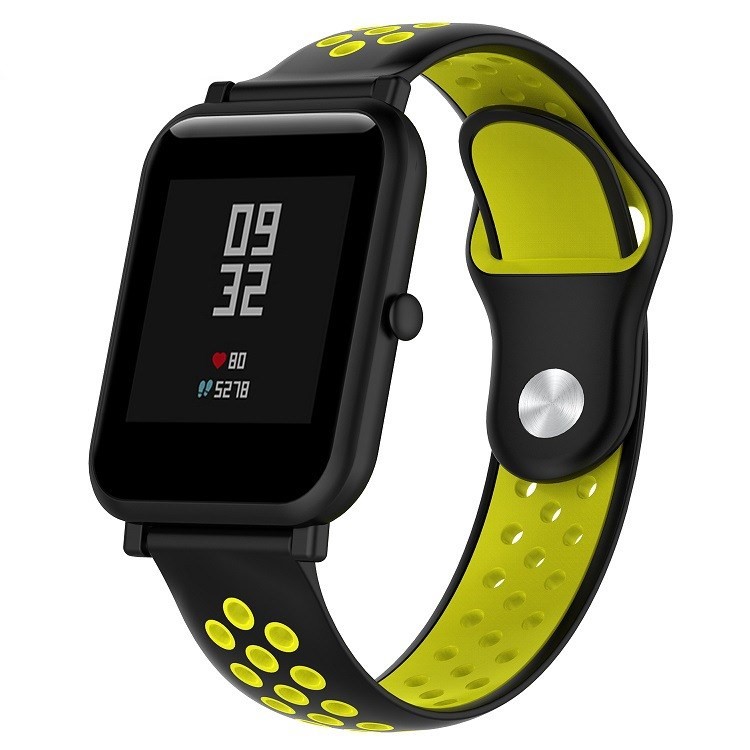 18mm Two-color Silicone Wrist Strap for Huawei Watch / TalkBand B5 - Black / Yellowgreen-2