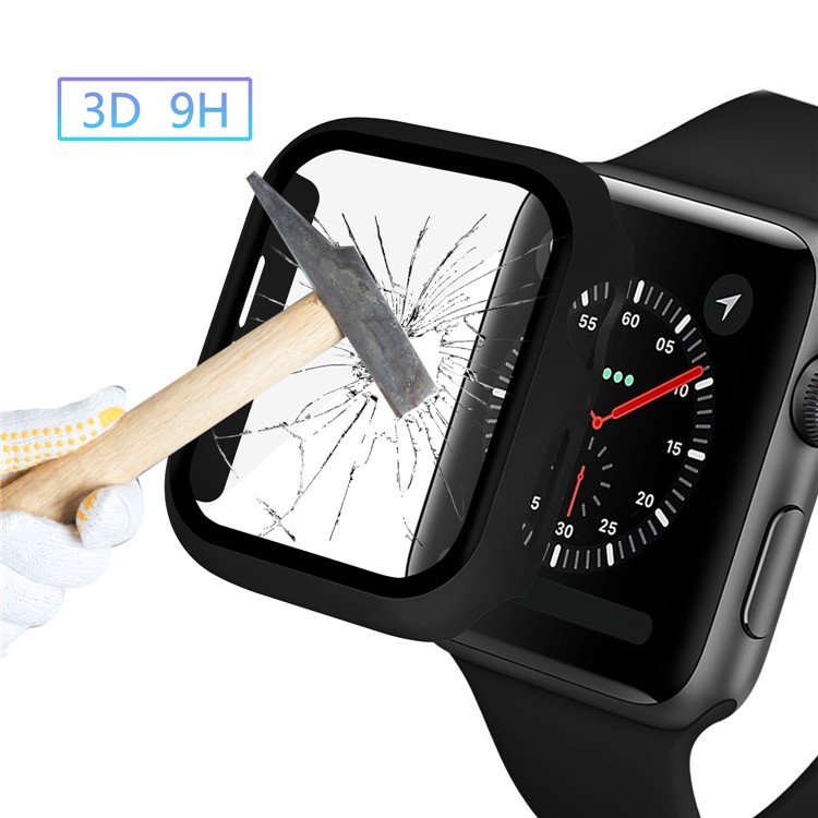 For Apple Watch Series 5 / 4 40mm PC Frame + Tempered Glass Watch Film Protective Case - Black-4