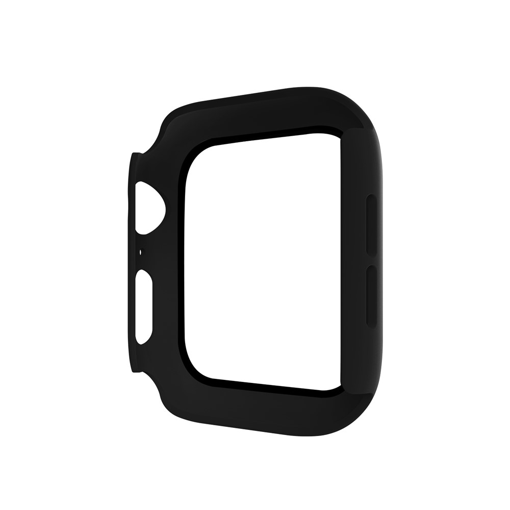 Gummiert PC + Tempered Glass Watch Hülle Für Apple Watch Se/serie 6/5/4 44 mm - Schwarz