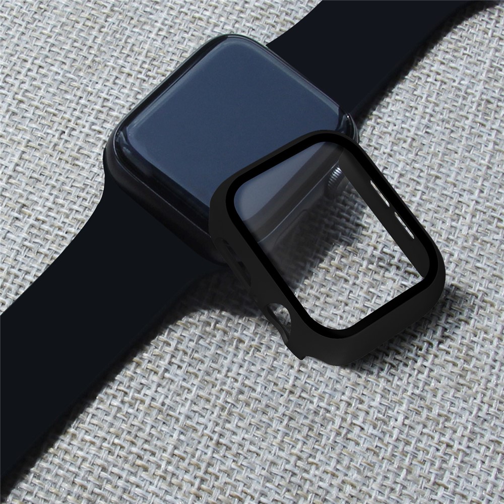 Rubberized PC + Tempered Glass Watch Case for Apple Watch SE/Series 6/5/4 44mm - Black-5