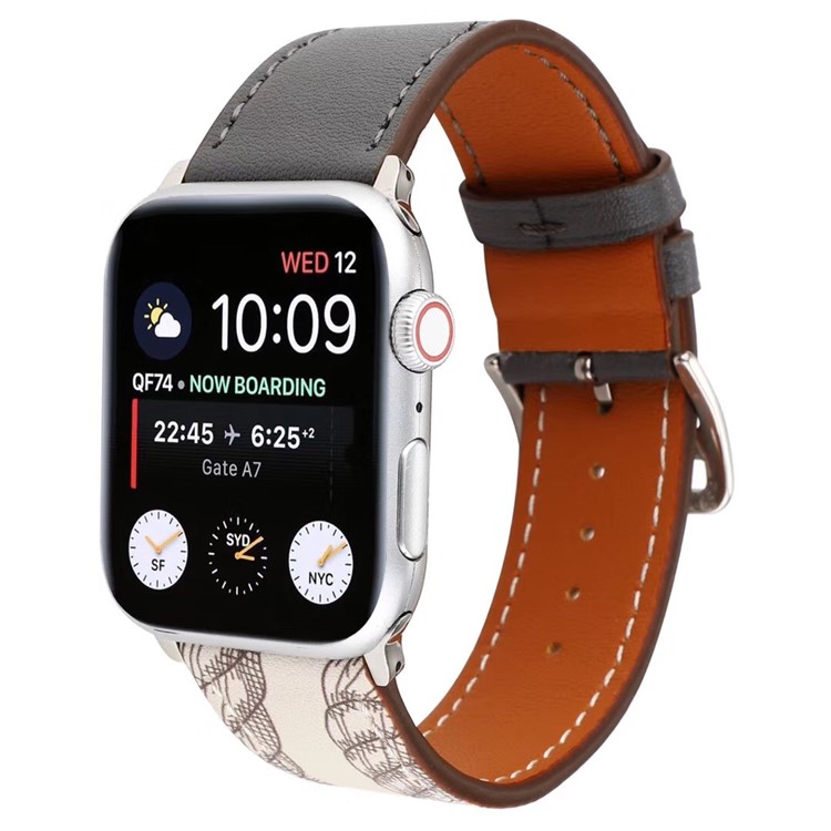 Pattern Decor Genuine Leather Smart Watch Replacement Strap for Apple Watch Series 5/4 44mm / Series 3/2/1 42mm - Black-2