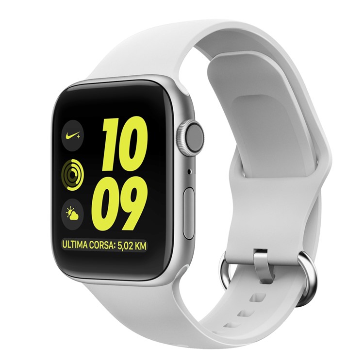 Liquid Silicone Smart Watch Band for Apple Watch Series 5/4 44mm / Series 3/2/1 42mm, etc - White-3