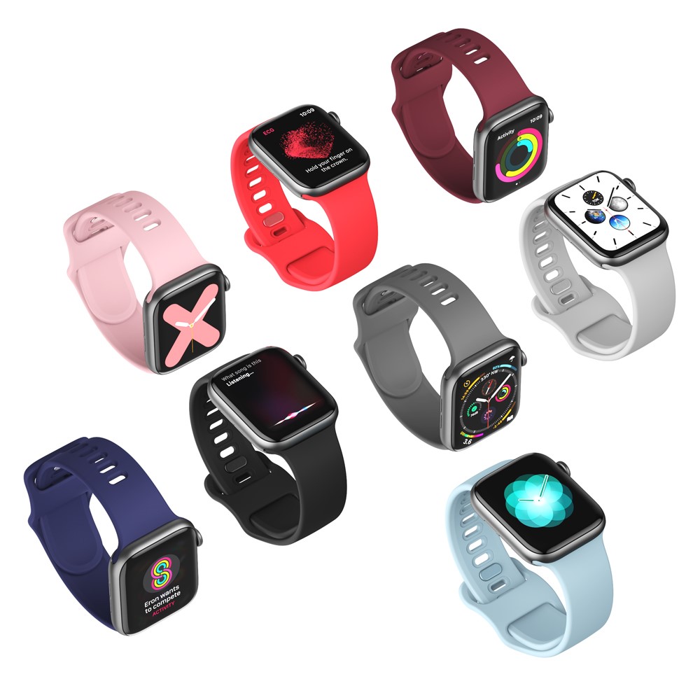 Silicone Smart Watch Band for Apple Watch Series 5/4 44mm / Series 3/2/1 42mm - Black-9