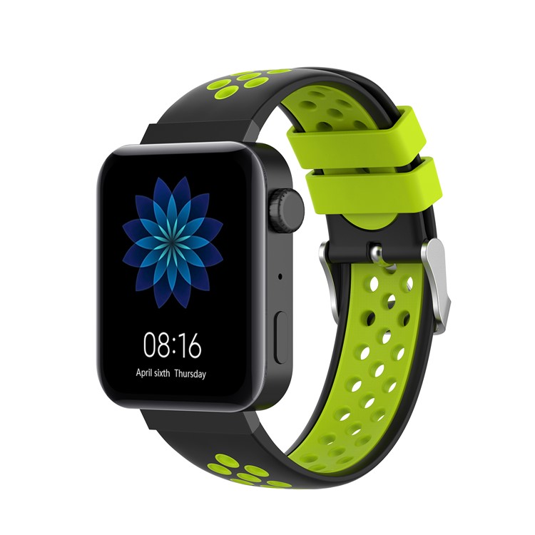 Dual Color Silicone Smart Watch Band for Xiaomi Mi Watch - Black/Green-3