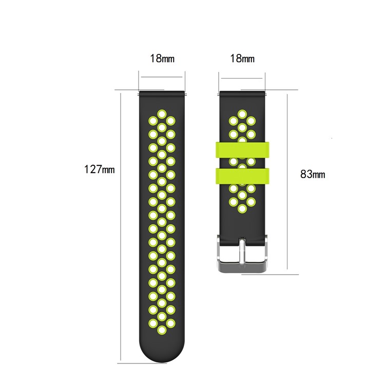 18mm Dual Color Silicon Smart Watch Band Für Xiaomi Mi Uhr - Schwarz Grün-5