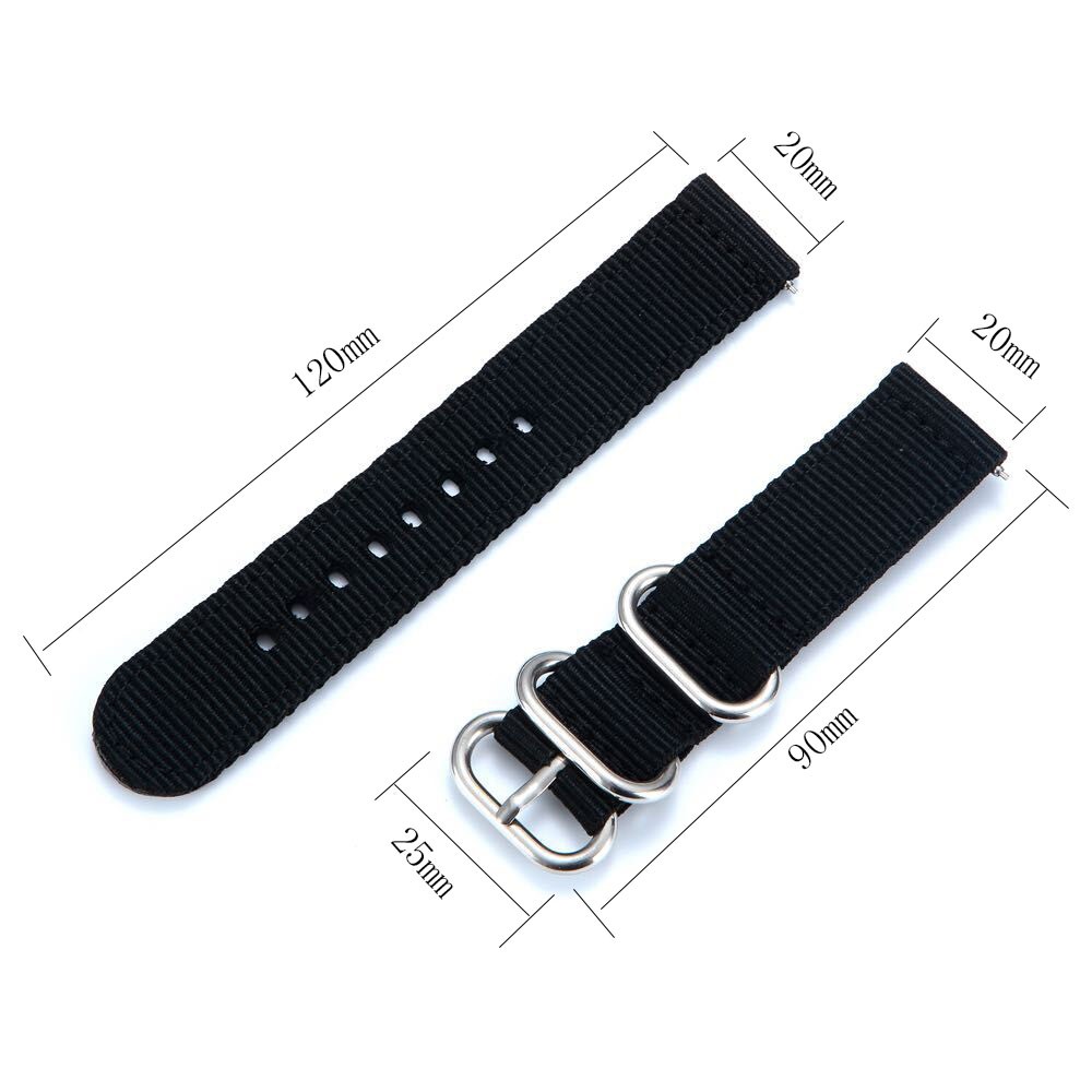 20mm for Male Nylon Watch Band for TicWatch C2 - Black-6