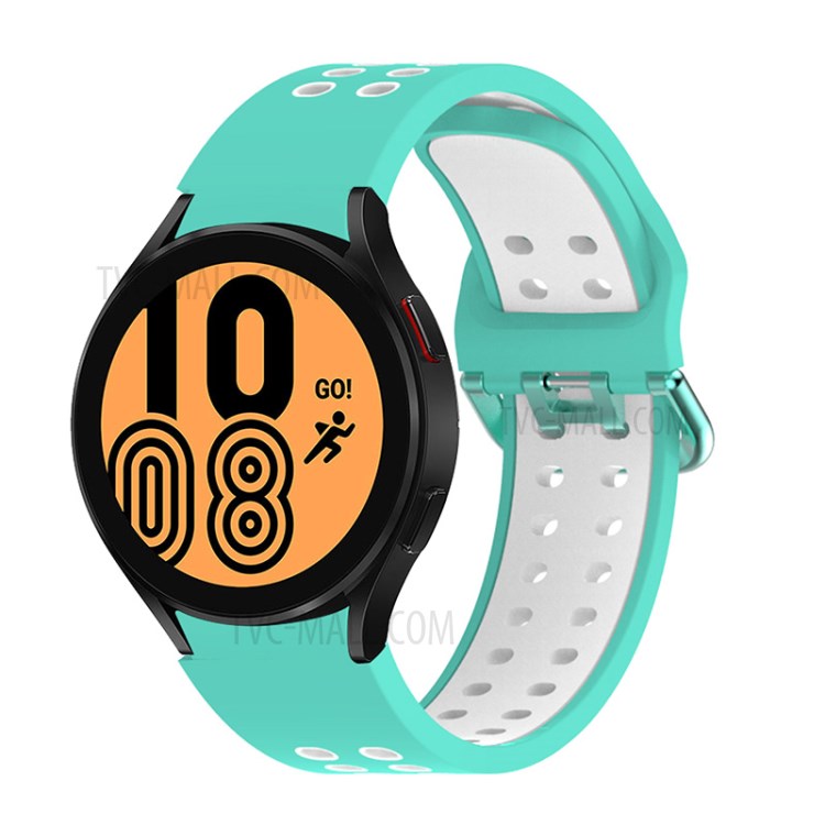 Dual Color Soft Silicone Watch Strap Sports Replacement Band for Samsung Galaxy Watch4 44mm 40mm / Galaxy Watch4 Classic 46mm 42mm - Cyan/White-2