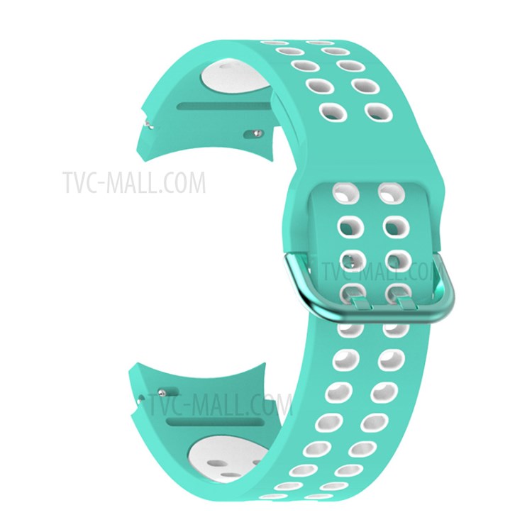 Dual Color Soft Silicone Watch Strap Sports Replacement Band for Samsung Galaxy Watch4 44mm 40mm / Galaxy Watch4 Classic 46mm 42mm - Cyan/White-3