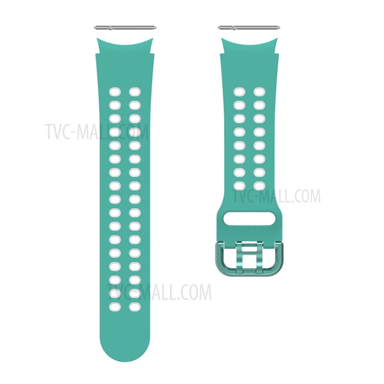 Dual Color Soft Silicone Watch Strap Sports Replacement Band for Samsung Galaxy Watch4 44mm 40mm / Galaxy Watch4 Classic 46mm 42mm - Cyan/White-4