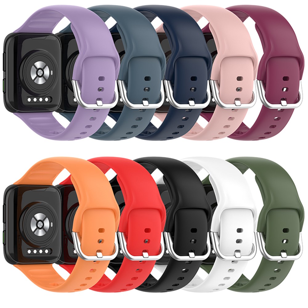 Solid Color Silicone Smart Watch Strap Adjustable Wrist Band for Oppo Watch 2 46mm - Black-10