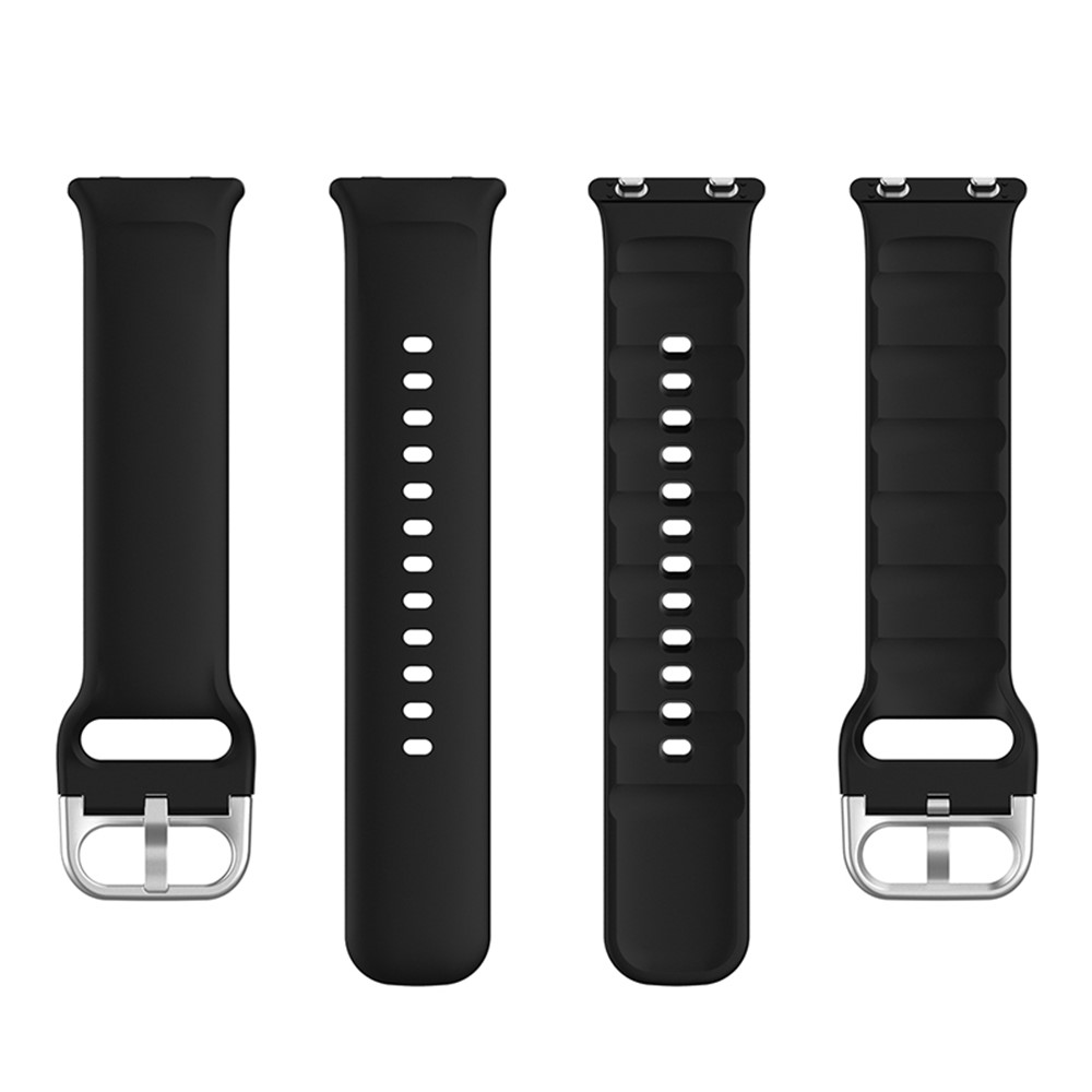 Solid Color Silicone Smart Watch Strap Adjustable Wrist Band for Oppo Watch 2 46mm - Black-5